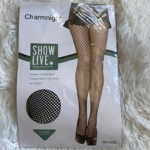 New Charmnigthfishnet Mesh Comfort elastic waistband pantyhose